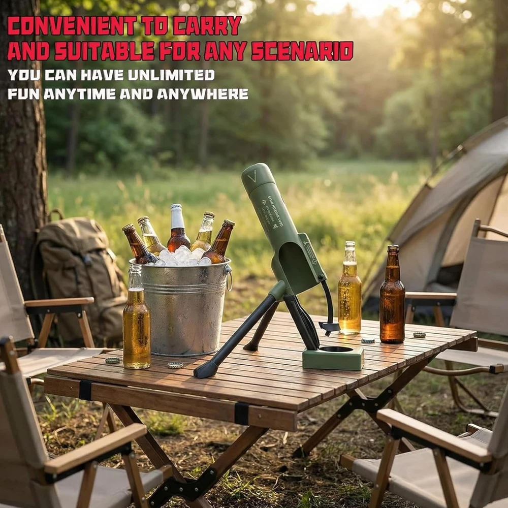 Mortar Bottle Opener - Launches Beer Caps Into the Air, Funny Gift for Men