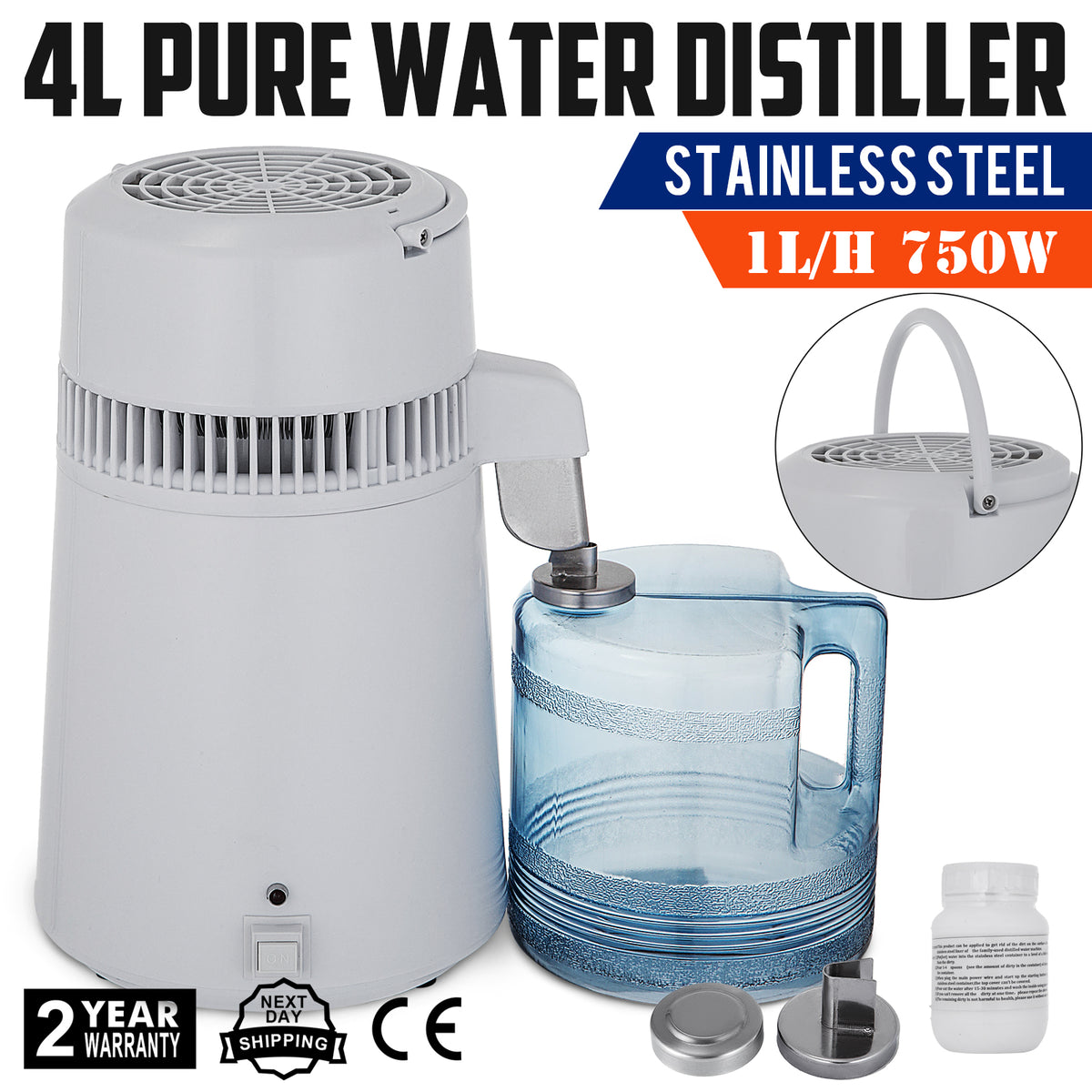 Newest 4L Dental Medical Pure Water Distiller All Stainless Steel Internal