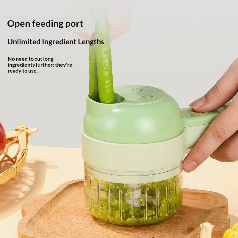 4-in-1 Cordless Electric Food Chopper Set, Handheld Garlic Chopper & Vegetable Slicer, USB-C Rechargeable