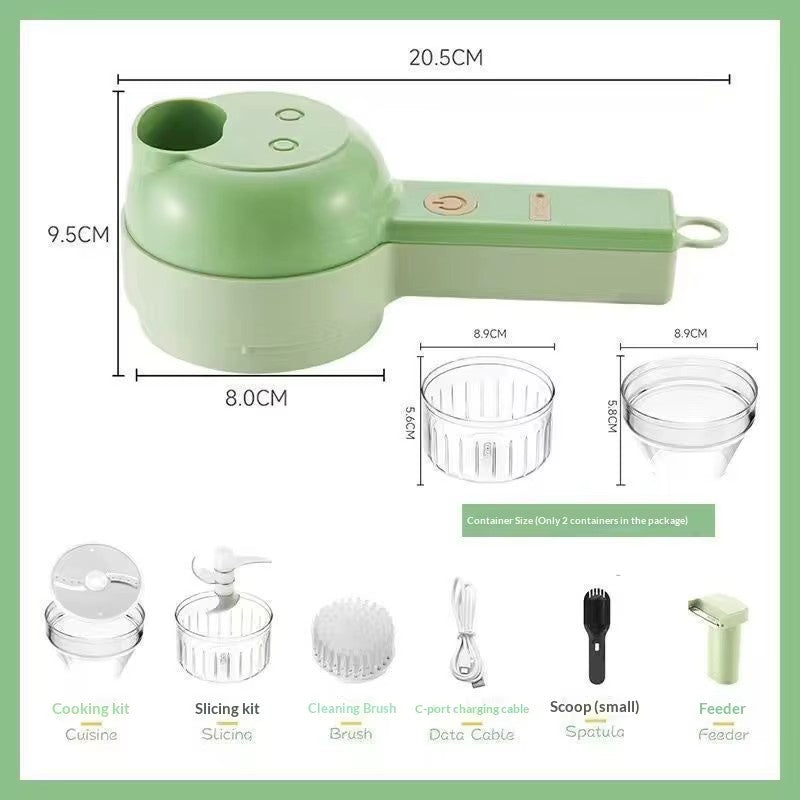 4-in-1 Cordless Electric Food Chopper Set, Handheld Garlic Chopper & Vegetable Slicer, USB-C Rechargeable