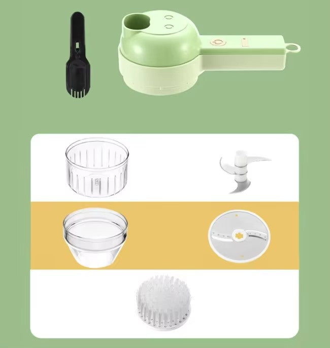 4-in-1 Cordless Electric Food Chopper Set, Handheld Garlic Chopper & Vegetable Slicer, USB-C Rechargeable