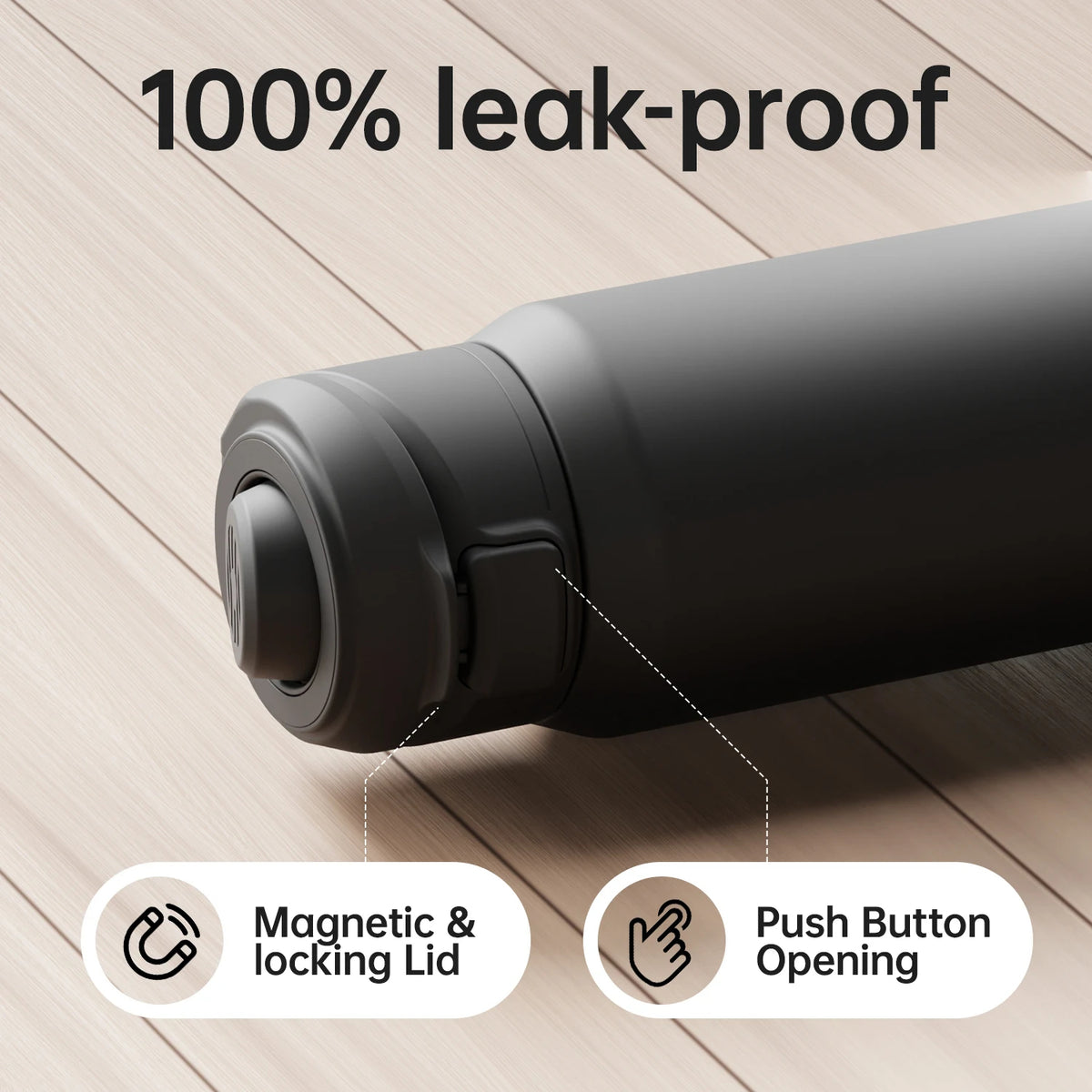 Magnetic Phone Holder Water Bottle - Insulated Stainless Steel with 360 Degree Phone Stand