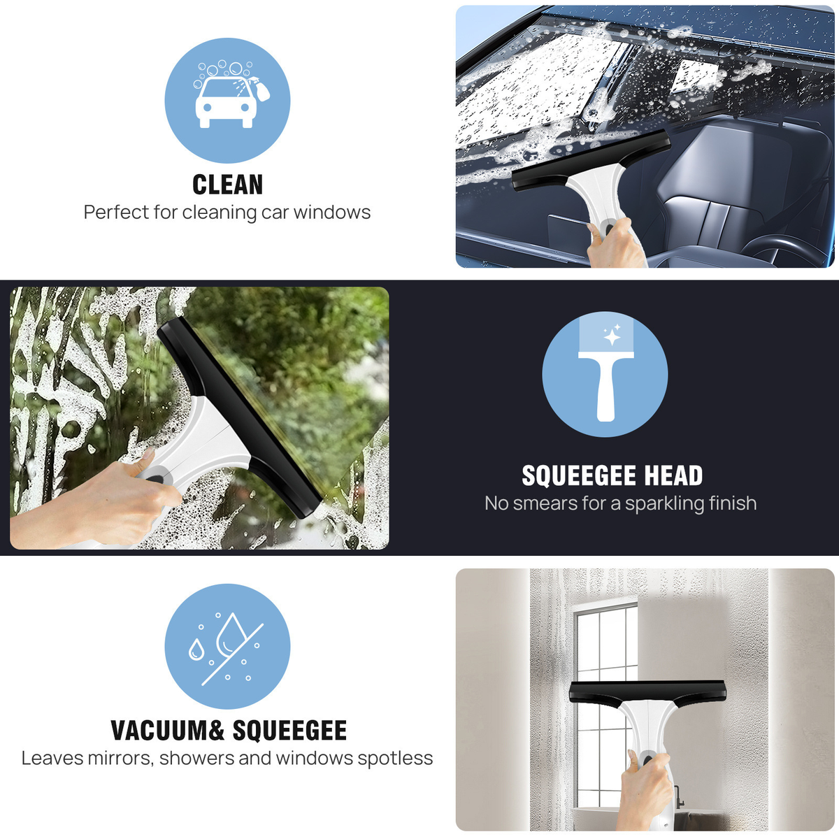 Cordless Window Vacuum Cleaner - Streak-Free Glass, Mirrors & Showers in Minutes