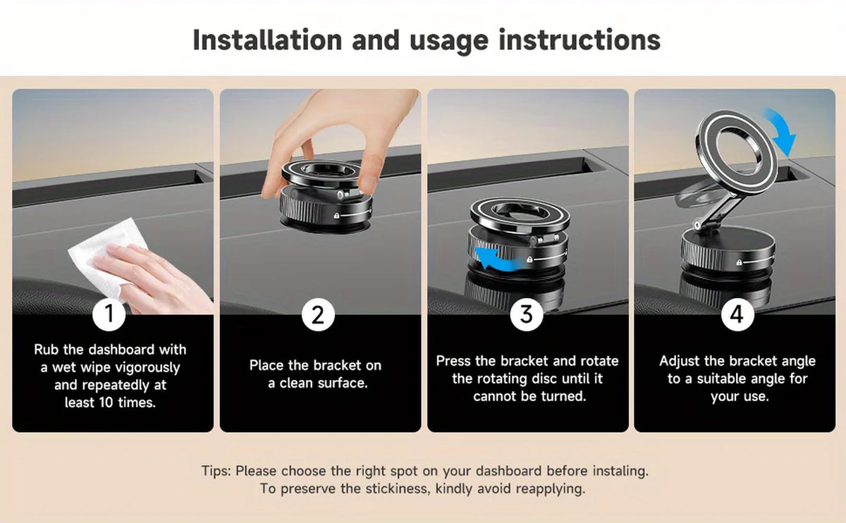 360° Magnetic Vacuum Suction Phone Holder