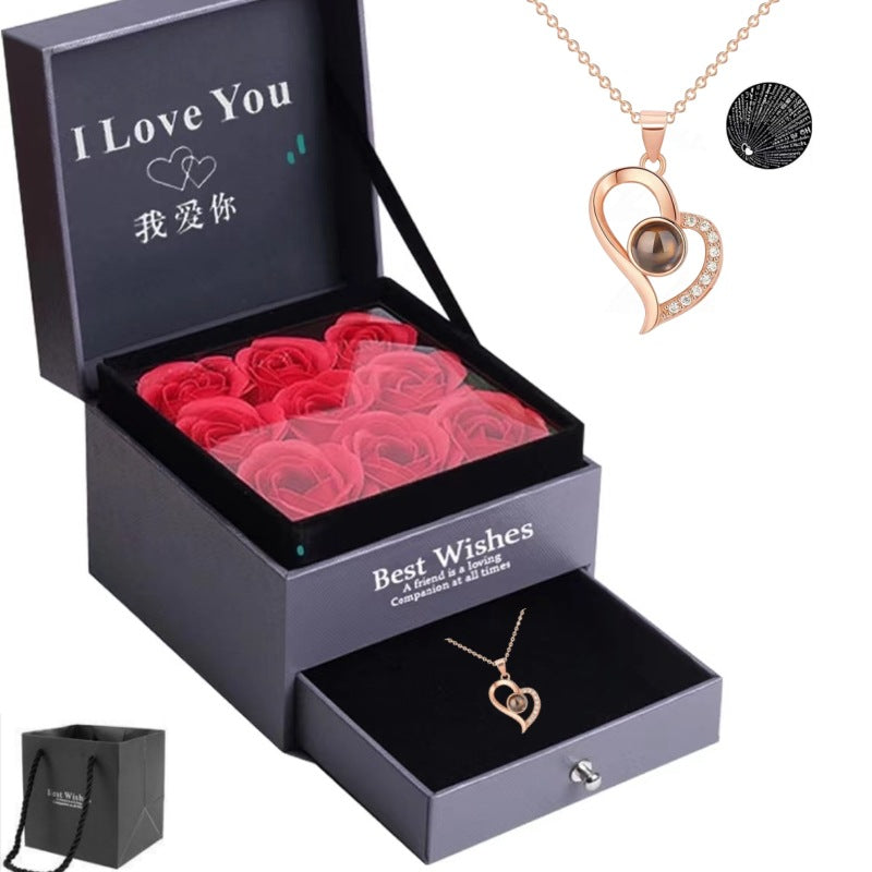 I love you in 100 languages projection necklace