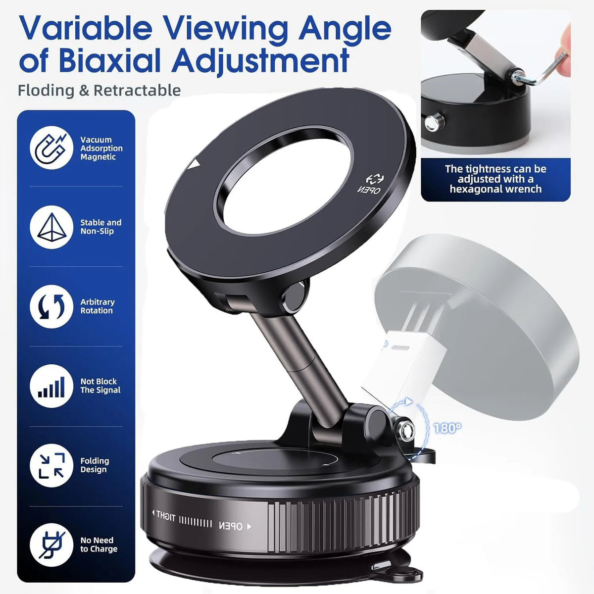 360° Magnetic Vacuum Suction Phone Holder