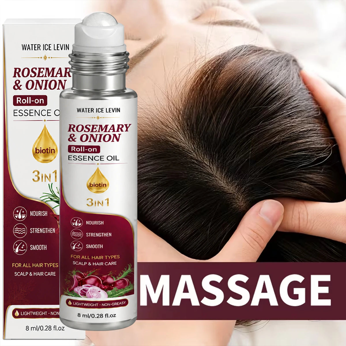Rosemary & Onion Roll-On Hair Oil with Biotin, 8ml