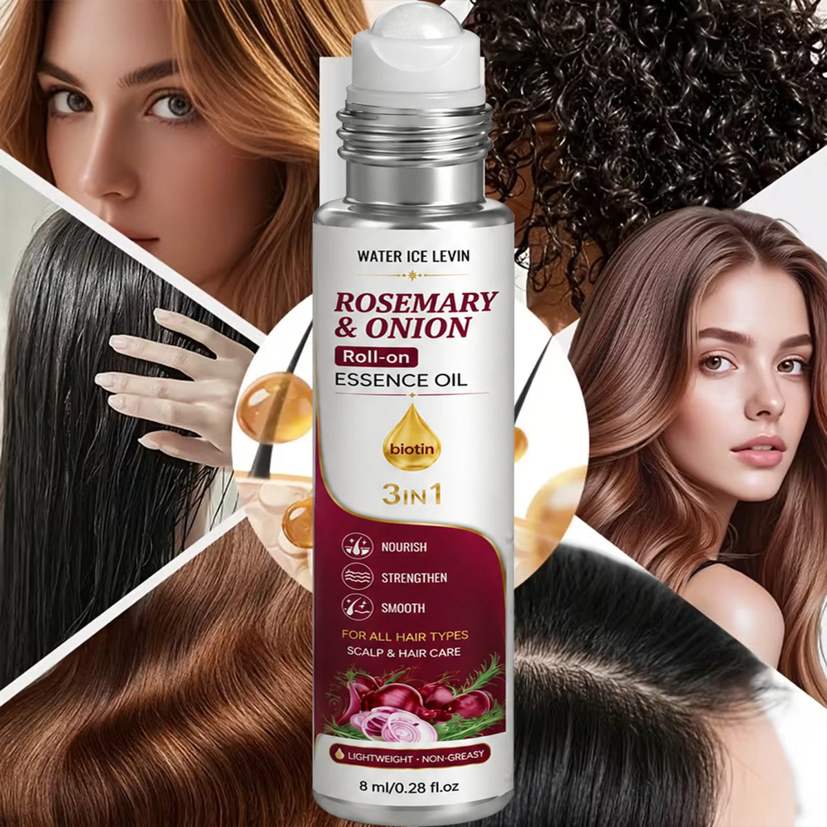 Rosemary & Onion Roll-On Hair Oil with Biotin, 8ml