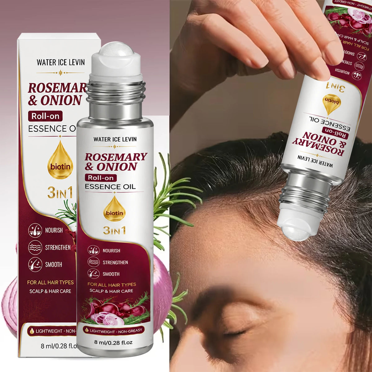 Rosemary & Onion Roll-On Hair Oil with Biotin, 8ml