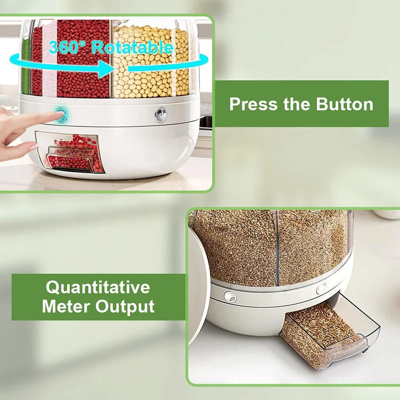 Automatic Rotating Grain & Rice Dispenser Storage Container