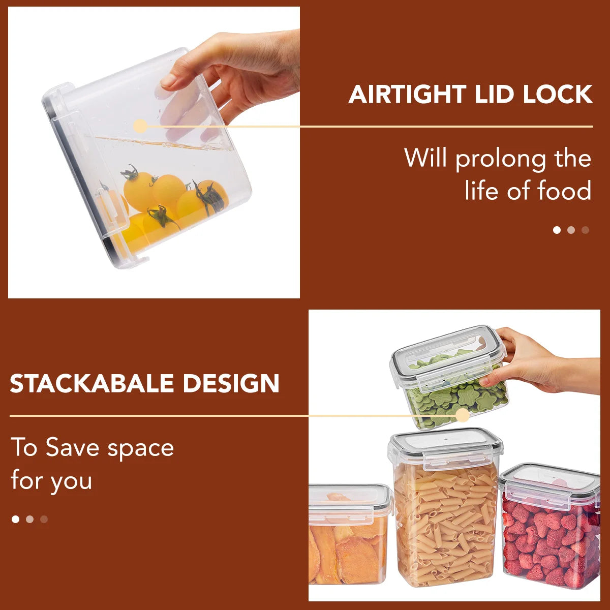 10-Piece Airtight Food Storage Containers Set - Kitchen Pantry Organizer