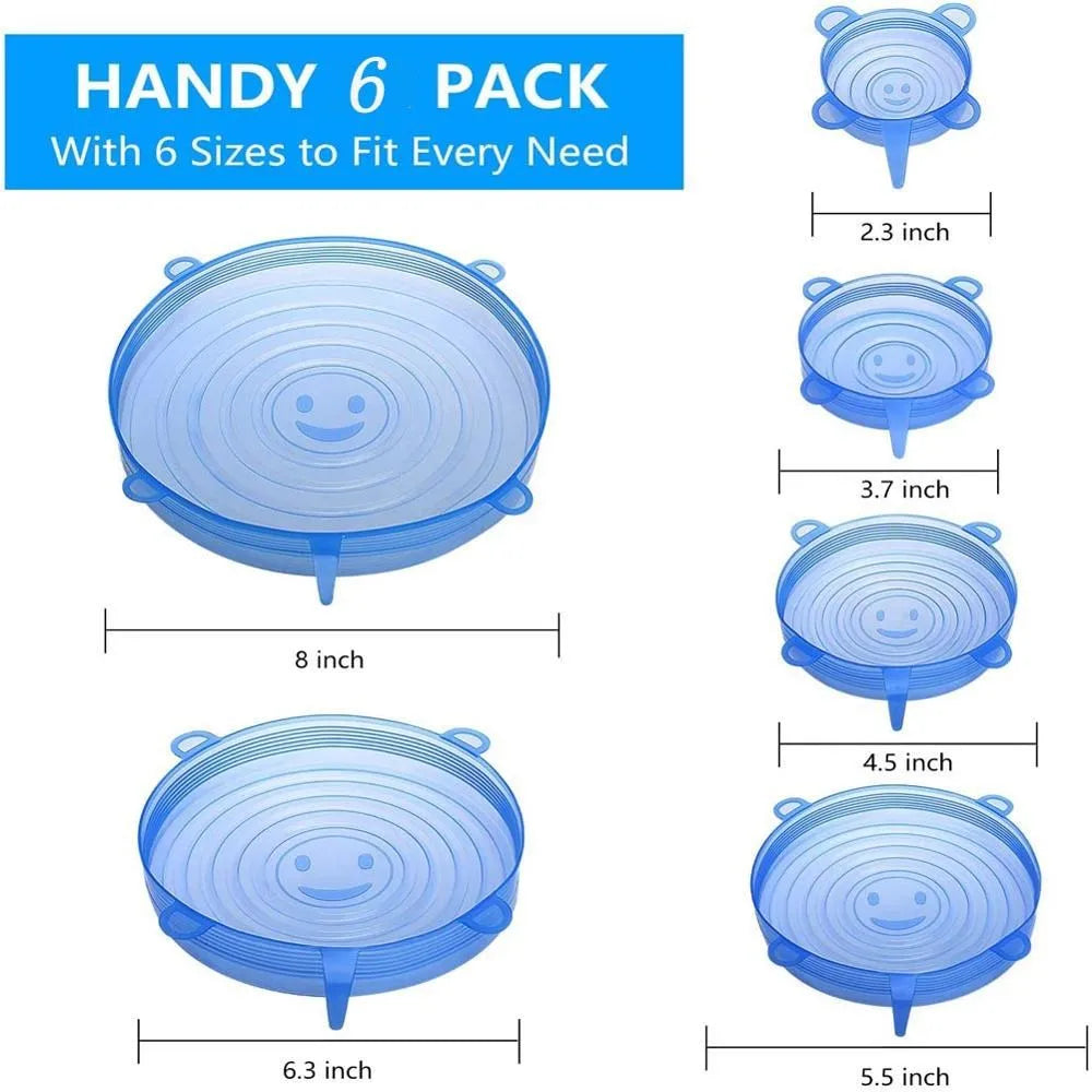 Reusable Silicone Stretch Lids, 6 Sizes (6-Pack)