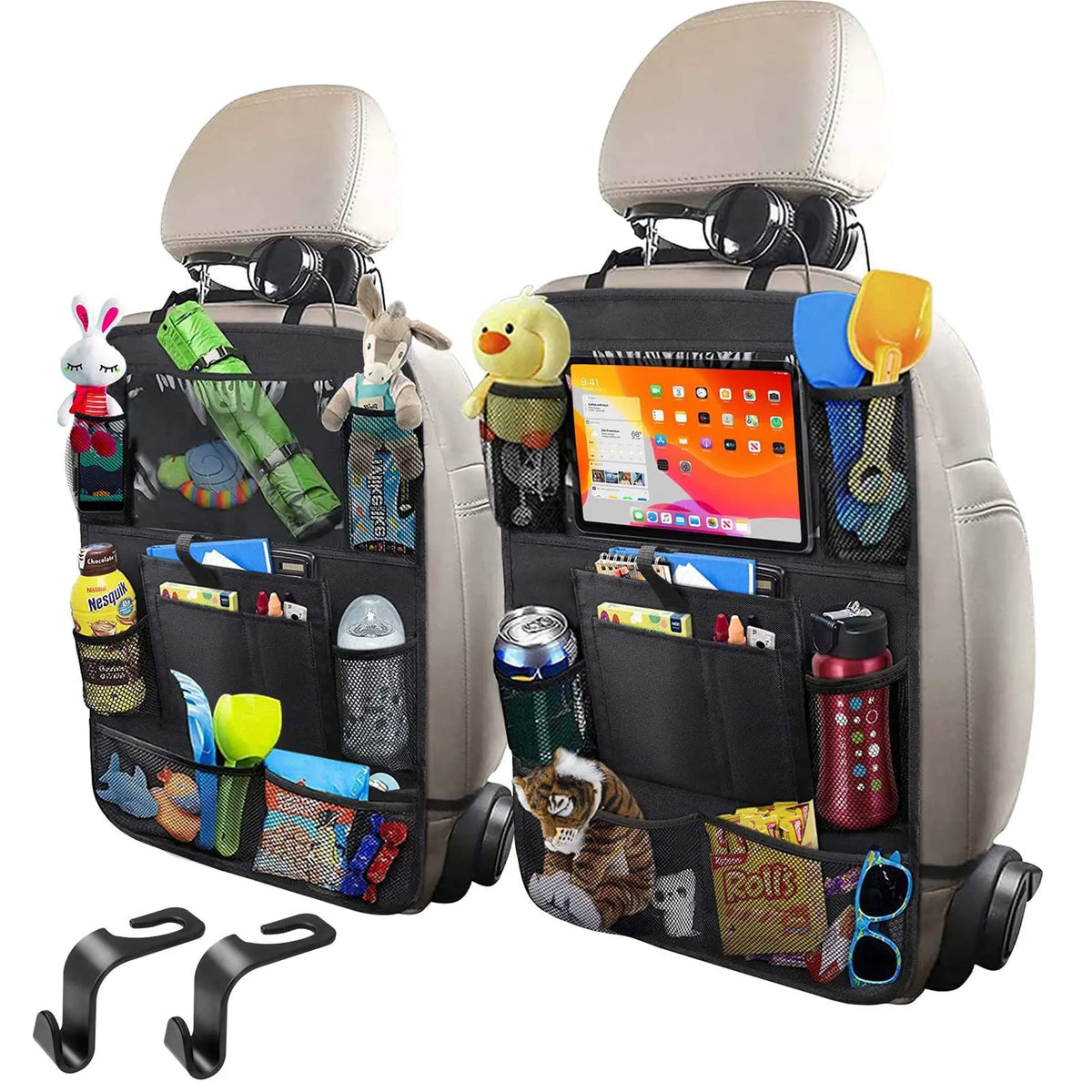 Car Seat Back Organizer with Touch Screen Tablet Holder