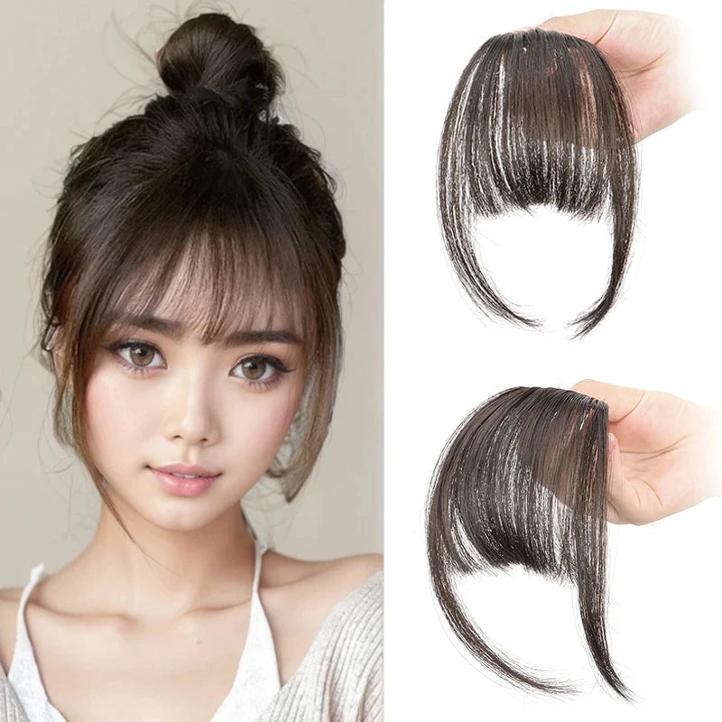 Clip-In Air Bangs, Natural Wispy Synthetic Fringe Hairpiece