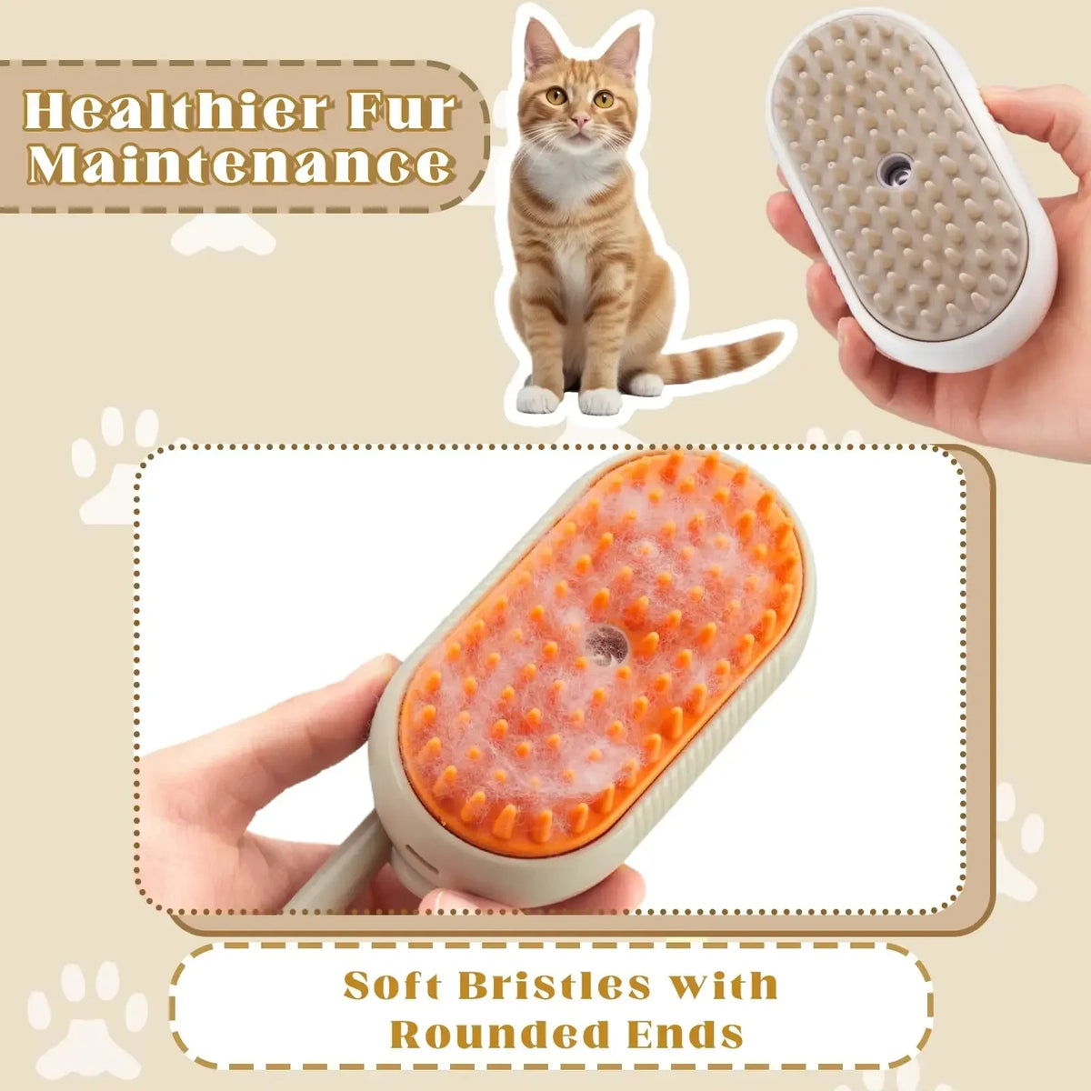 3-in-1 Steam Spray Pet Brush for Cats & Dogs