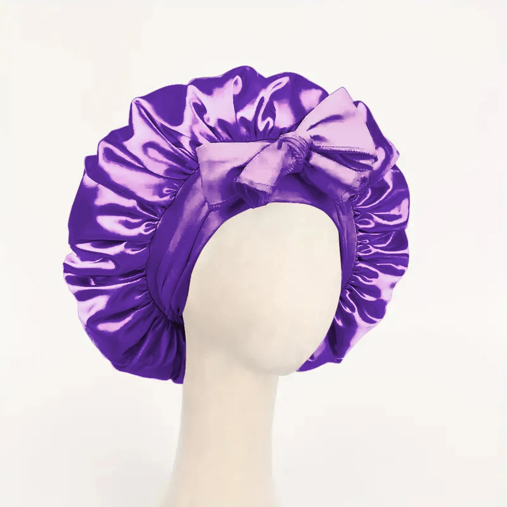 Adjustable Satin Bonnet for Sleeping, Silky Hair Cap with Tie Band