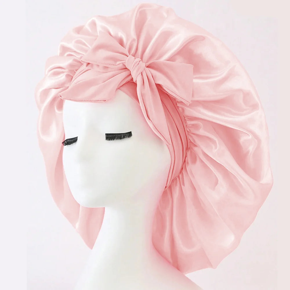 Adjustable Satin Bonnet for Sleeping, Silky Hair Cap with Tie Band