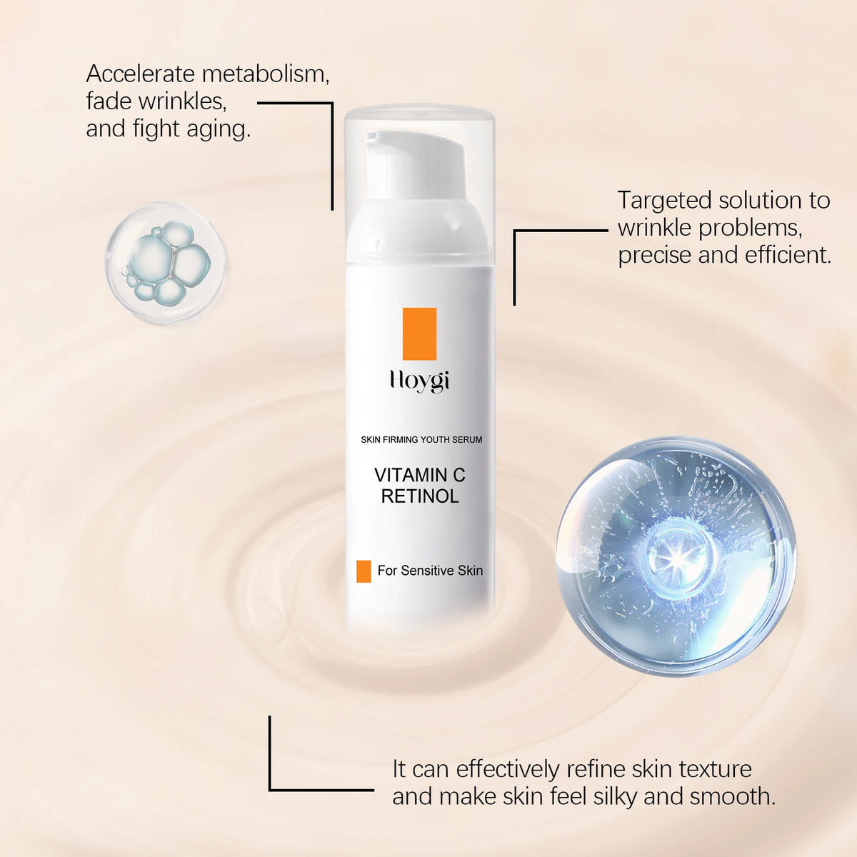 HOYGI Vitamin C & Retinol Face Serum, Brightening & Moisturizing, 50ml