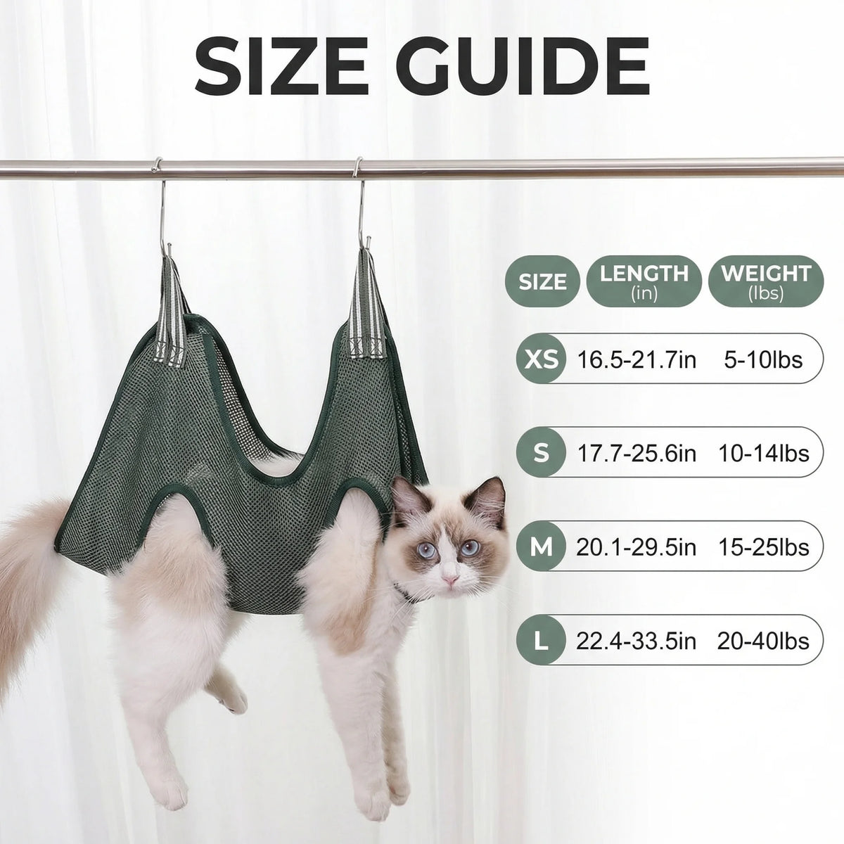 Pet Grooming Hammock for Nail Trimming, Cats & Small Dogs