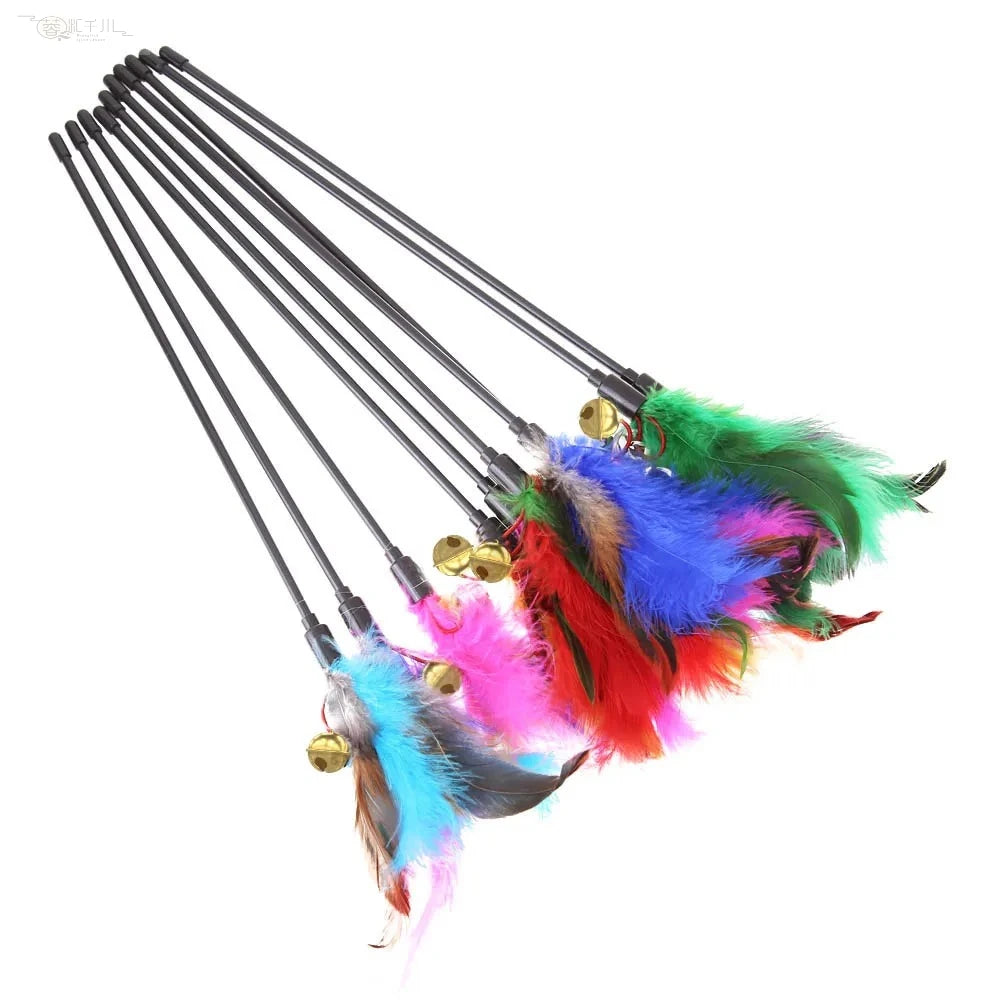 Cat Feather Wand Toys with Bell, 5-Piece Set