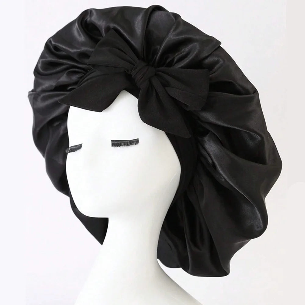 Adjustable Satin Bonnet for Sleeping, Silky Hair Cap with Tie Band
