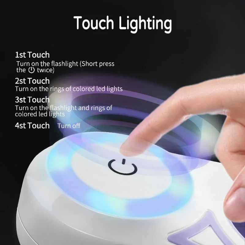 Retractable LED Dog Leash with Flashlight & Glowing Light Ring - Night Walking Leash