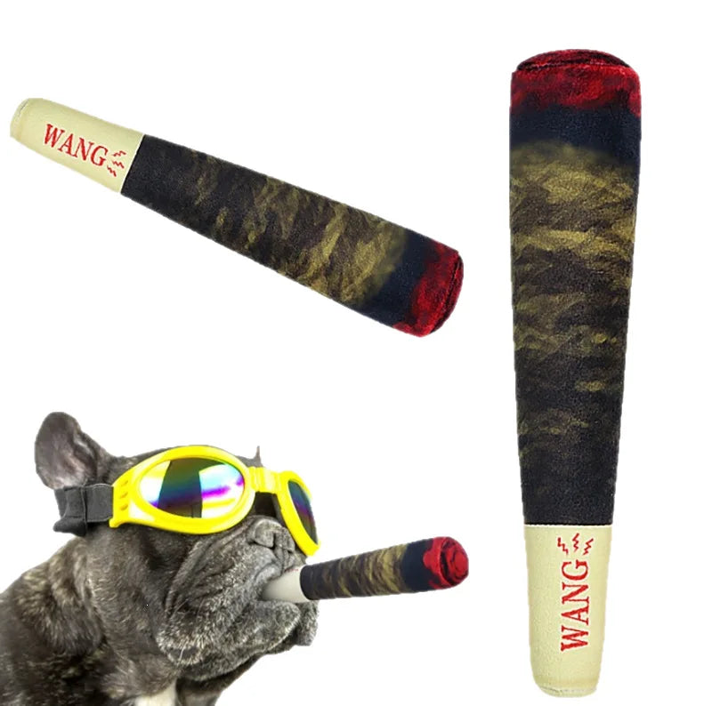 Funny Plush Cigar Dog Toy with Squeaker