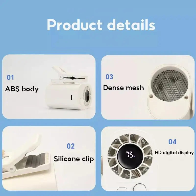 Clip-On Car Fan with 360° Rotation