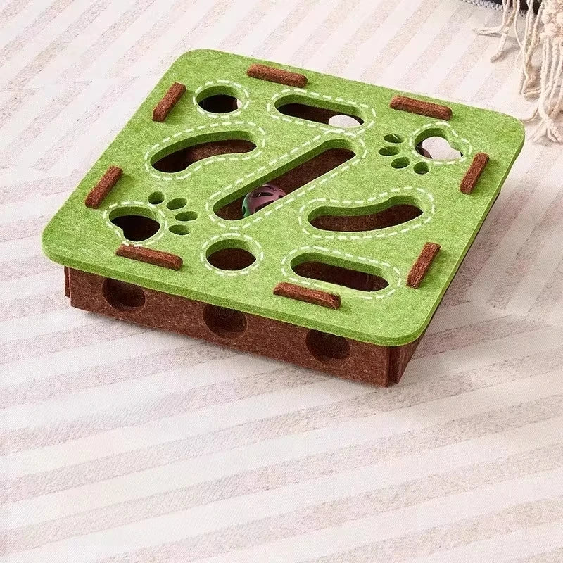 Cat Felt Puzzle Box Toy with Balls, Hide & Seek Enrichment