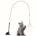 Suction Cup Cat Teaser Wand with Feather & Bell