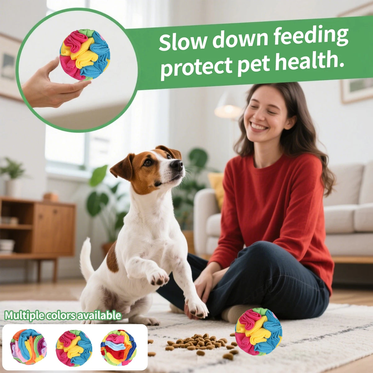 Dog Snuffle Ball, Interactive Foraging Puzzle Toy (Small)