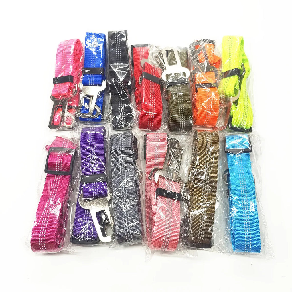 Adjustable Dog Car Seat Belt, Reflective with Elastic Buffer