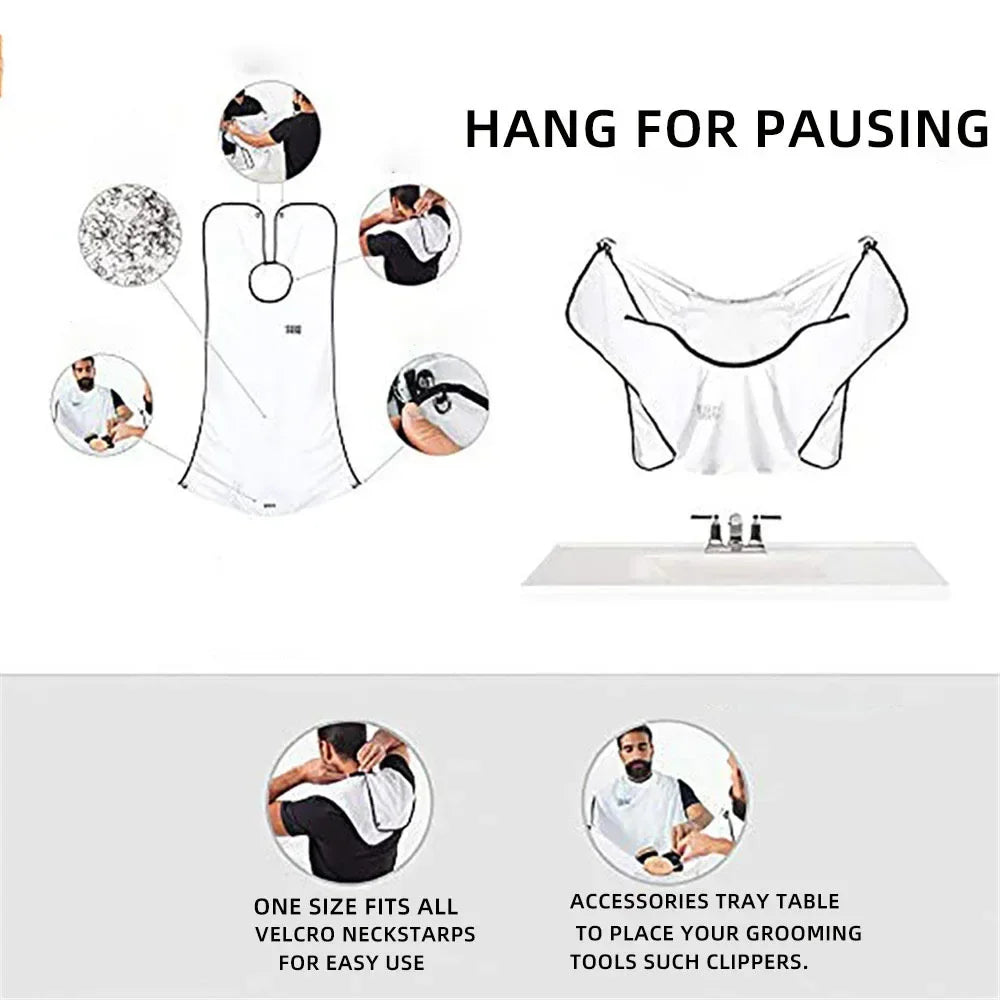 Beard Bib Shaving Apron, Hair Catcher Cape with Suction Cups