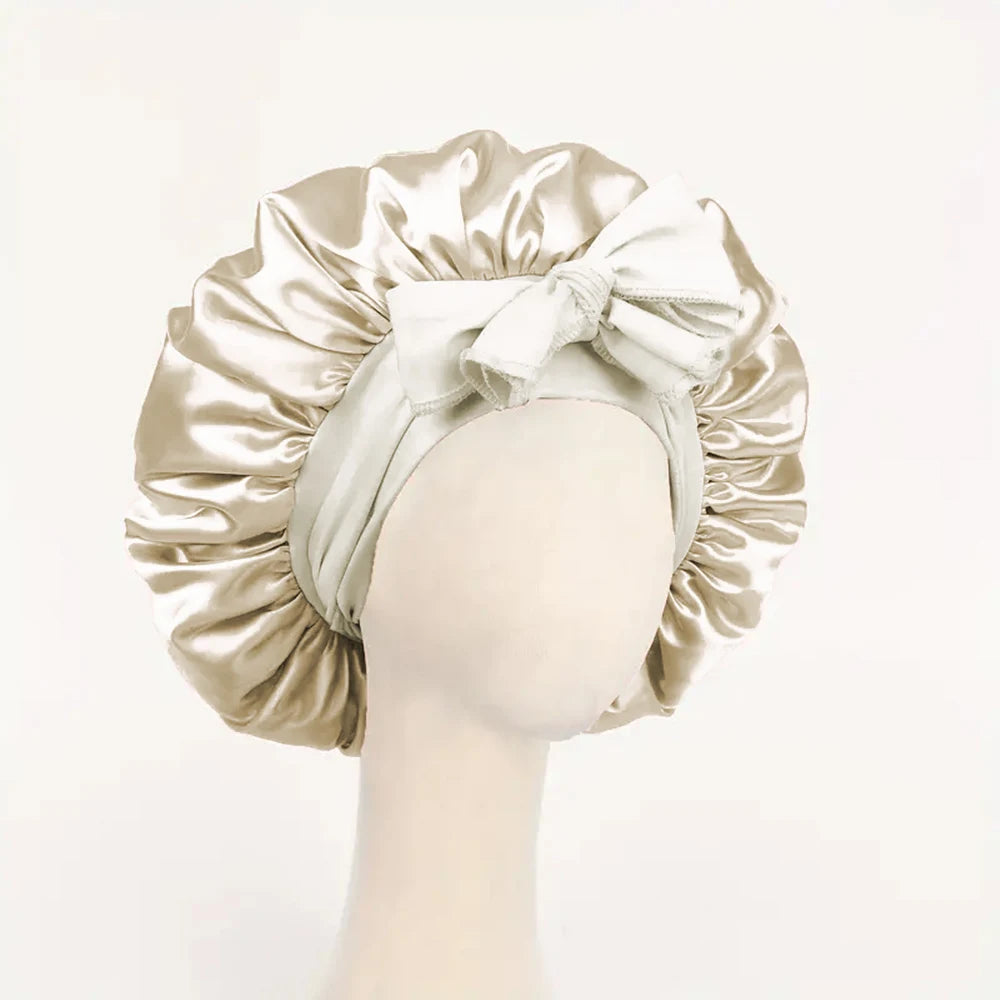 Adjustable Satin Bonnet for Sleeping, Silky Hair Cap with Tie Band