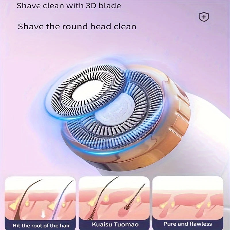 Women's Painless Electric Body Hair Trimmer, Waterproof & Rechargeable