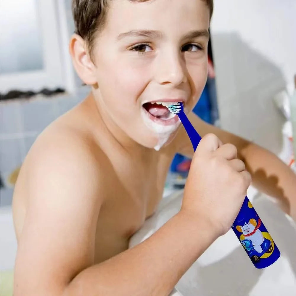Kids' Electric Toothbrush with 5 Replacement Heads, Battery Powered