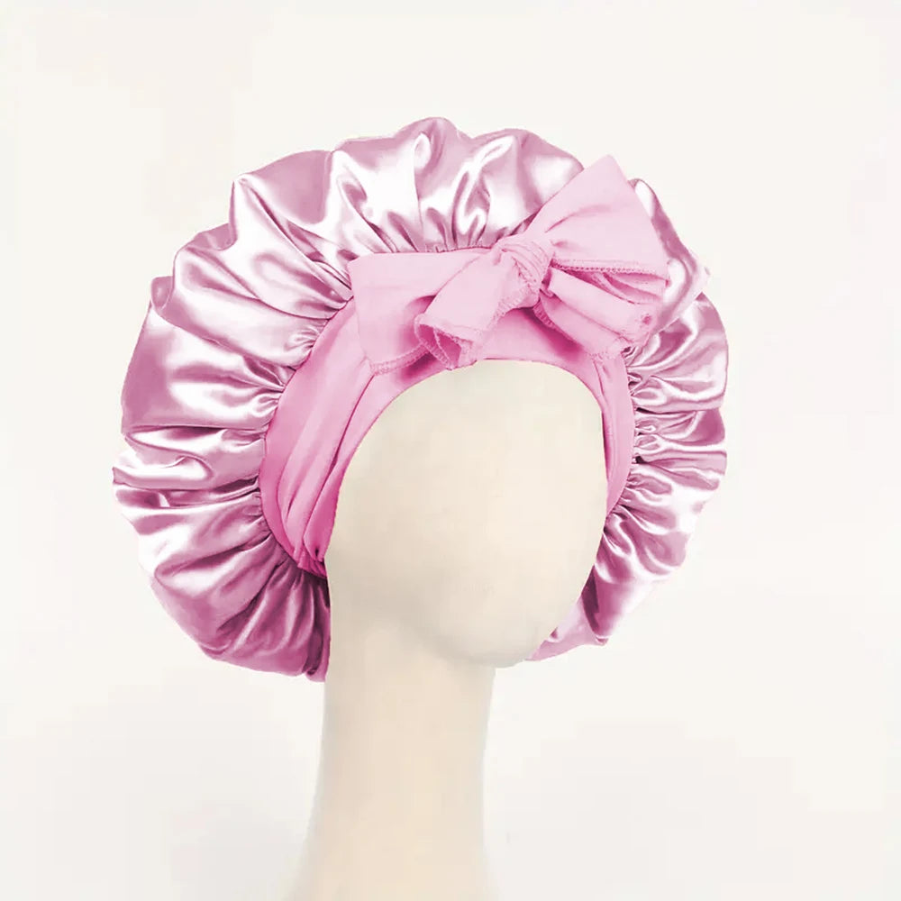 Adjustable Satin Bonnet for Sleeping, Silky Hair Cap with Tie Band