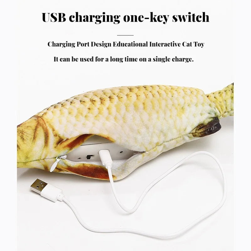Electric Flopping Fish Cat Toy, USB Rechargeable