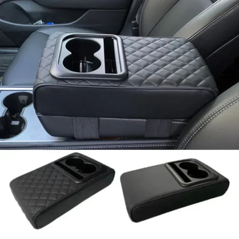 Car Center Console Armrest Cushion with 2 Cup Holders