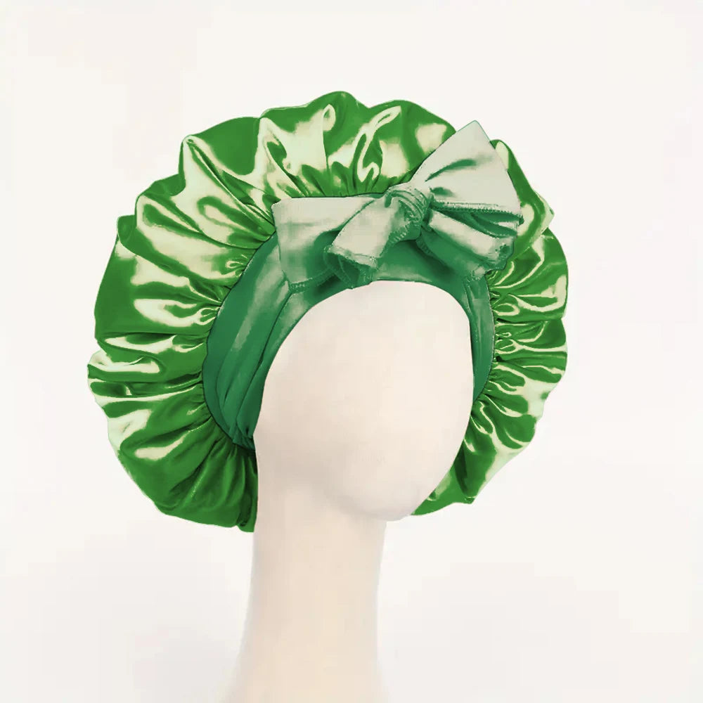 Adjustable Satin Bonnet for Sleeping, Silky Hair Cap with Tie Band