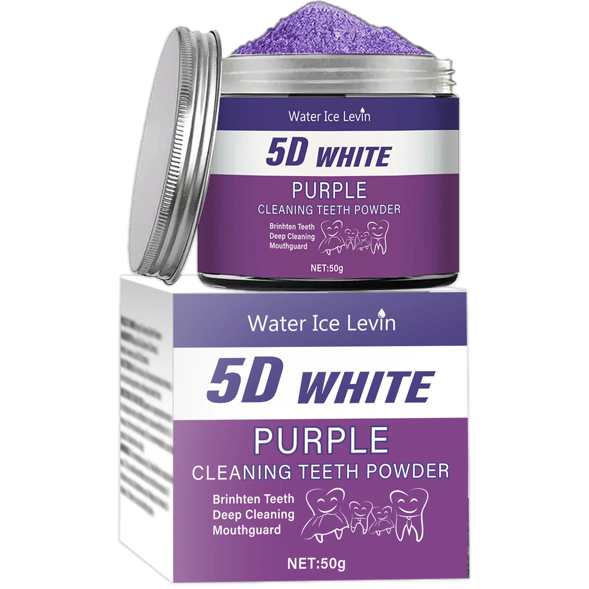 Purple Teeth Whitening Powder - Deep Cleaning Fresh Breath Formula
