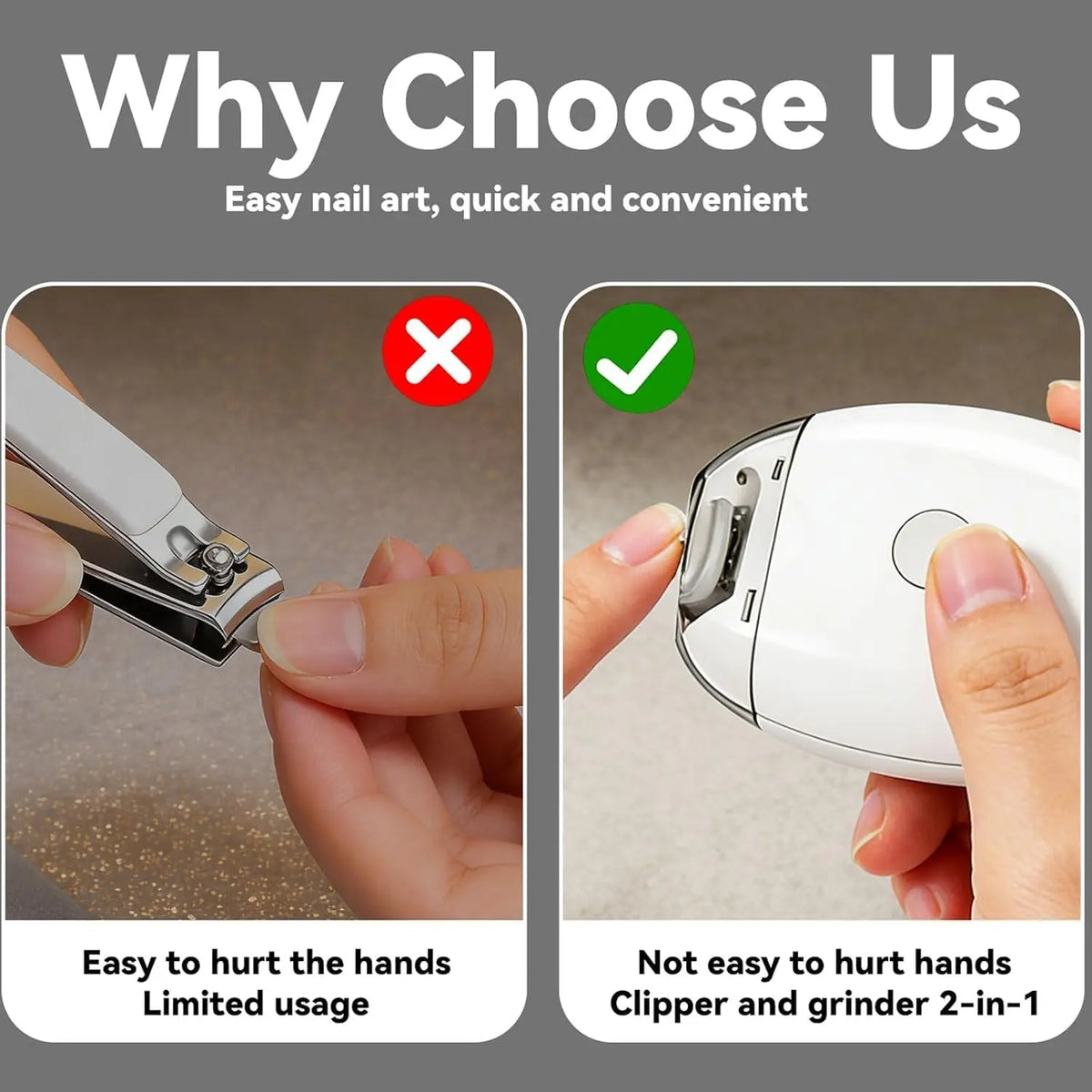 2-in-1 Electric Nail Trimmer & Filer with LED Light