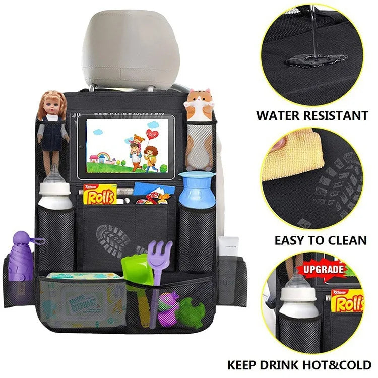 Car Seat Back Organizer with Touch Screen Tablet Holder