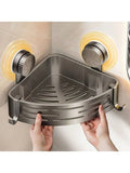 No-Drill Corner Shower Caddy with Towel Bar, Suction Mount Rustproof Bathroom Shelf