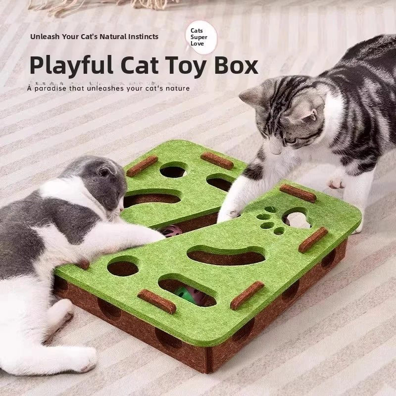 Cat Felt Puzzle Box Toy with Balls, Hide & Seek Enrichment