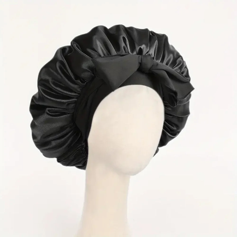Adjustable Satin Bonnet for Sleeping, Silky Hair Cap with Tie Band
