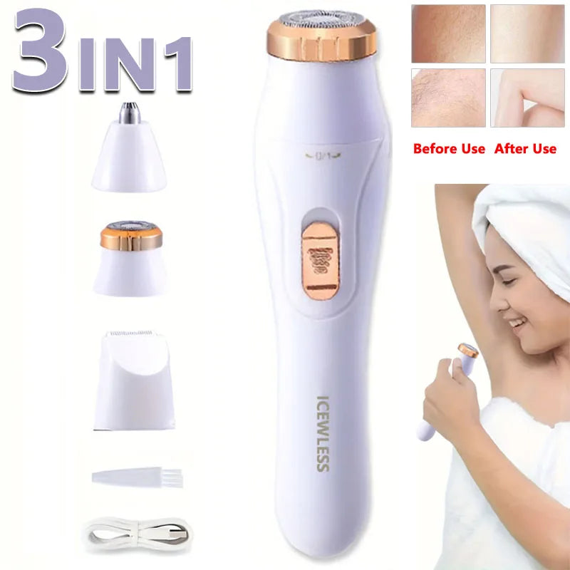 Women's Painless Electric Body Hair Trimmer, Waterproof & Rechargeable