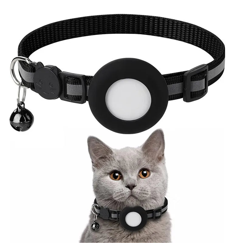 Breakaway Cat Collar with AirTag Holder & Bell, Reflective (AirTag Not Included)