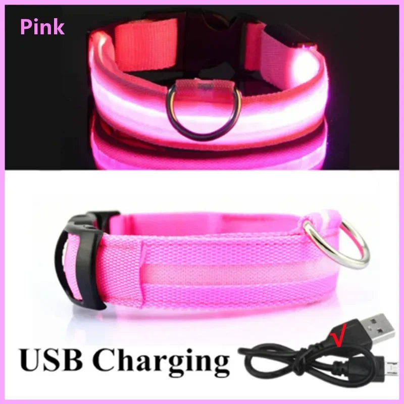 Rechargeable LED Dog Collar, 3 Light Modes, USB Charging
