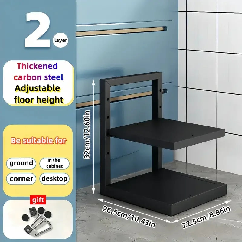 Adjustable Pot & Pan Organizer Rack, Multi-Tier Steel Kitchen Cabinet Storage